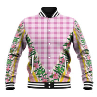 Hawaii Pikake Lokelani Plumeria Lei Baseball Jacket Pink Palaka Motifs