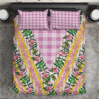 Hawaii Pikake Lokelani Plumeria Lei Bedding Set Pink Palaka Motifs