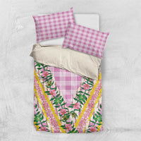 Hawaii Pikake Lokelani Plumeria Lei Bedding Set Pink Palaka Motifs