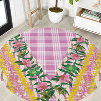 Hawaii Pikake Lokelani Plumeria Lei Round Carpet Pink Palaka Motifs