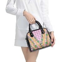 Hawaii Pikake Lokelani Plumeria Lei Shoulder Handbag Pink Palaka Motifs