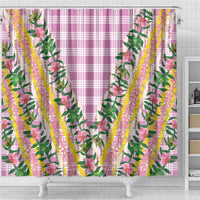 Hawaii Pikake Lokelani Plumeria Lei Shower Curtain Pink Palaka Motifs