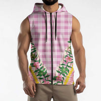 Hawaii Pikake Lokelani Plumeria Lei Sleeveless Zip Hoodie Pink Palaka Motifs