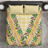 Hawaii Pikake Lokelani Plumeria Lei Bedding Set Yellow Palaka Motifs