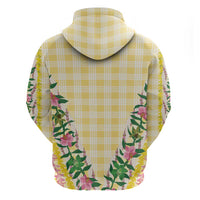 Hawaii Pikake Lokelani Plumeria Lei Hoodie Yellow Palaka Motifs