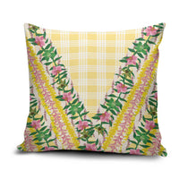 Hawaii Pikake Lokelani Plumeria Lei Pillow Cover Yellow Palaka Motifs