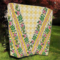 Hawaii Pikake Lokelani Plumeria Lei Quilt Yellow Palaka Motifs