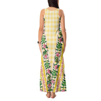 Hawaii Pikake Lokelani Plumeria Lei Tank Maxi Dress Yellow Palaka Motifs