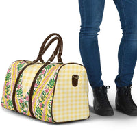 Hawaii Pikake Lokelani Plumeria Lei Travel Bag Yellow Palaka Motifs