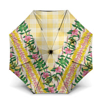 Hawaii Pikake Lokelani Plumeria Lei Umbrella Yellow Palaka Motifs