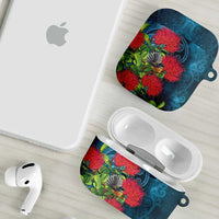 New Zealand Matariki Piwakawaka AirPods Case Maori Koru With Pohutukawa Flowers