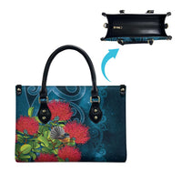 New Zealand Matariki Piwakawaka Leather Bag Maori Koru With Pohutukawa Flowers LT05 - Polynesian Pride