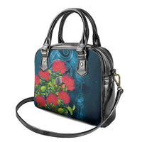 New Zealand Matariki Piwakawaka Shoulder Handbag Maori Koru With Pohutukawa Flowers