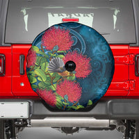 New Zealand Matariki Piwakawaka Spare Tire Cover Maori Koru With Pohutukawa Flowers LT05 - Polynesian Pride
