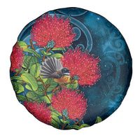 New Zealand Matariki Piwakawaka Spare Tire Cover Maori Koru With Pohutukawa Flowers LT05 - Polynesian Pride