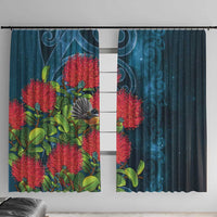 New Zealand Matariki Piwakawaka Window Curtain Maori Koru With Pohutukawa Flowers