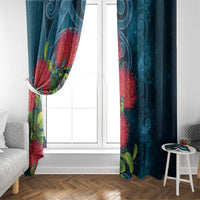 New Zealand Matariki Piwakawaka Window Curtain Maori Koru With Pohutukawa Flowers