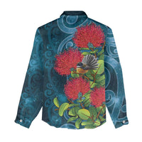 New Zealand Matariki Piwakawaka Women Casual Shirt Maori Koru With Pohutukawa Flowers LT05 - Polynesian Pride