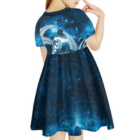 New Zealand Matariki Kid Short Sleeve Dress Pigeon Kereru Maori Fern Art LT05 - Polynesian Pride