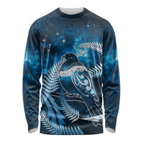 New Zealand Matariki Long Sleeve Shirt Pigeon Kereru Maori Fern Art LT05 Unisex Blue - Polynesian Pride