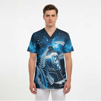 New Zealand Matariki Scrub Top Pigeon Kereru Maori Fern Art
