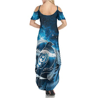 New Zealand Matariki Summer Maxi Dress Pigeon Kereru Maori Fern Art LT05 - Polynesian Pride