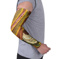 Hawaii King Kamehameha Arm Sleeves Hawaiian Kakau Pattern With Leis