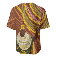 Hawaii King Kamehameha Baseball Jersey Hawaiian Kakau Pattern With Leis