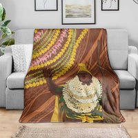 Hawaii King Kamehameha Blanket Hawaiian Kakau Pattern With Leis