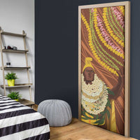 Hawaii King Kamehameha Door Cover Hawaiian Kakau Pattern With Leis