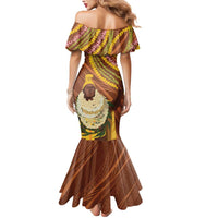 Hawaii King Kamehameha Mermaid Dress Hawaiian Kakau Pattern With Leis