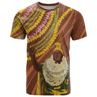 Hawaii King Kamehameha T Shirt Hawaiian Kakau Pattern With Leis