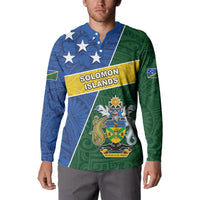 Personalised Solomon Islands Independence Day Button Sweatshirt With Coat Of Arms