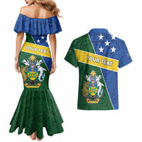 Personalised Solomon Islands Independence Day Couples Matching Mermaid Dress and Hawaiian Shirt With Coat Of Arms LT05 - Polynesian Pride