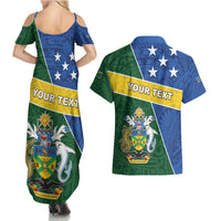 Personalised Solomon Islands Independence Day Couples Matching Summer Maxi Dress and Hawaiian Shirt With Coat Of Arms LT05 - Polynesian Pride