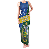 Personalised Solomon Islands Independence Day Family Matching Tank Maxi Dress and Hawaiian Shirt With Coat Of Arms LT05 Mom's Dress Green - Polynesian Pride