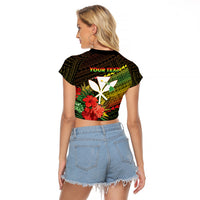 Personalized Hawaii Born and Raised Raglan Cropped T Shirt Kanaka Maoli Flag Day