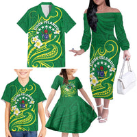 Cook Islands Happy Constitution Day Family Matching Off The Shoulder Long Sleeve Dress and Hawaiian Shirt Pattern Tribal Art LT05 - Polynesian Pride
