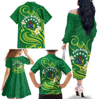 Cook Islands Happy Constitution Day Family Matching Off The Shoulder Long Sleeve Dress and Hawaiian Shirt Pattern Tribal Art LT05 - Polynesian Pride