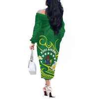 Cook Islands Happy Constitution Day Off The Shoulder Long Sleeve Dress Pattern Tribal Art