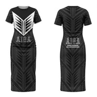 Samoa Aiga Couples Matching Short Sleeve Bodycon Dress and Hawaiian Shirt Samoan Tribal Pattern LT05 - Polynesian Pride