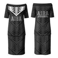 Samoa Aiga Family Matching Puletasi and Hawaiian Shirt Samoan Tribal Pattern LT05 Mom's Dress Black - Polynesian Pride