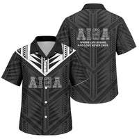 Samoa Aiga Family Matching Puletasi and Hawaiian Shirt Samoan Tribal Pattern LT05 Son's Shirt Black - Polynesian Pride