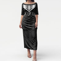 Samoa Aiga Puletasi Samoan Tribal Pattern LT05 Long Dress Black - Polynesian Pride