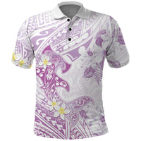 Polynesia Hammerhead Shark Polo Shirt Tropical Flowers Tribal Pattern Lavender