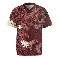 Polynesia Hammerhead Shark Rugby Jersey Tropical Flowers Tribal Pattern Oxblood LT05 Oxblood - Polynesian Pride