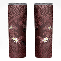 Polynesia Hammerhead Shark Skinny Tumbler Tropical Flowers Tribal Pattern Oxblood LT05 Oxblood - Polynesian Pride