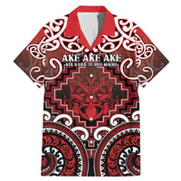 Personalised New Zealand Aotearoa Family Matching Mermaid Dress and Hawaiian Shirt Te Reo Maori Ake Ake Ake LT05 Dad's Shirt - Short Sleeve Red - Polynesian Pride