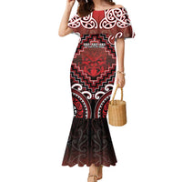 Personalised New Zealand Aotearoa Family Matching Mermaid Dress and Hawaiian Shirt Te Reo Maori Ake Ake Ake LT05 Mom's Dress Red - Polynesian Pride