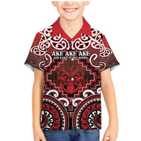 Personalised New Zealand Aotearoa Family Matching Mermaid Dress and Hawaiian Shirt Te Reo Maori Ake Ake Ake LT05 Son's Shirt Red - Polynesian Pride